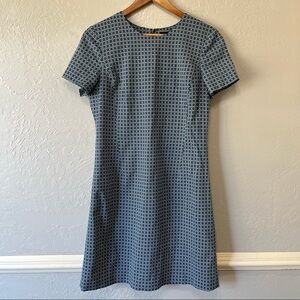 Theory Jatinn Blue Hexagon Virgin Wool Sheath Dress